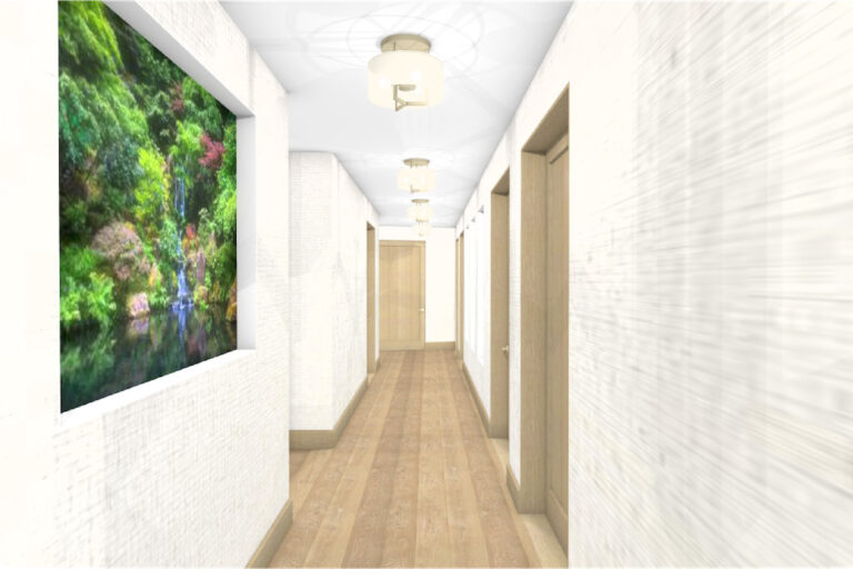 Rendering of the Lyra hallways in office