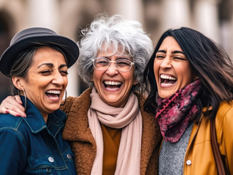 Multiracial senior women having fun together outdoor